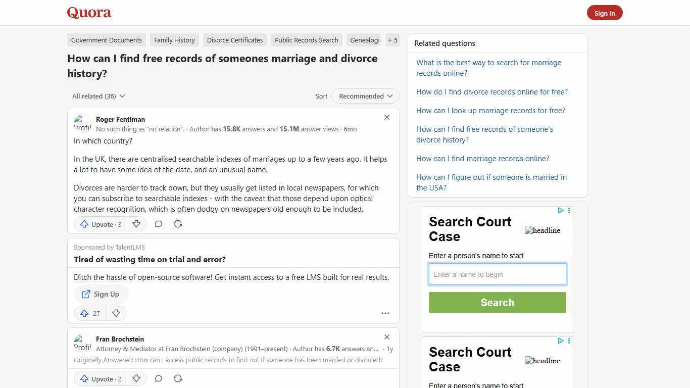 How to find free records of someones marriage and divorce history - Quora